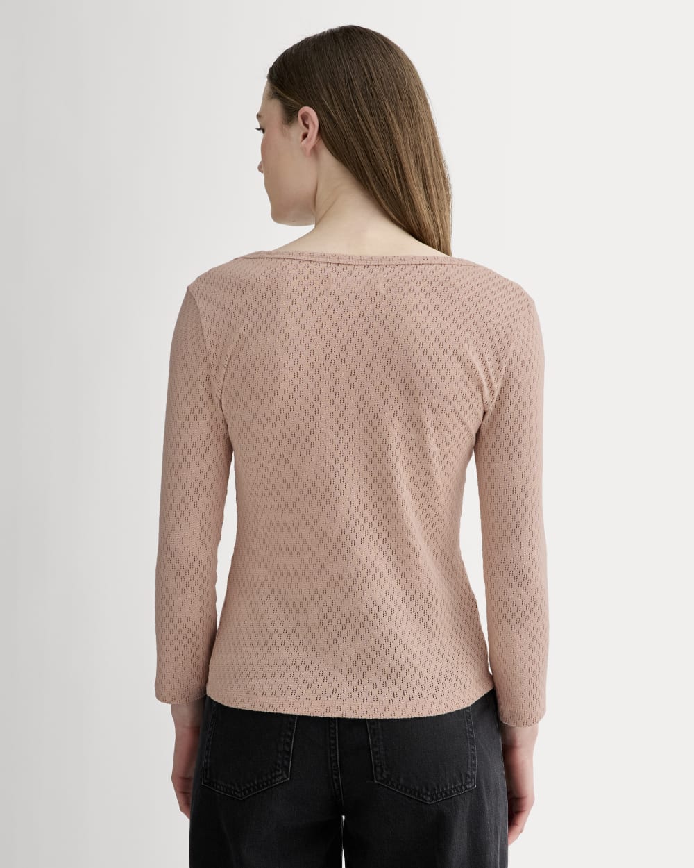 The Pointelle Scoop-Neck Top | Rose Smoke - Image 5