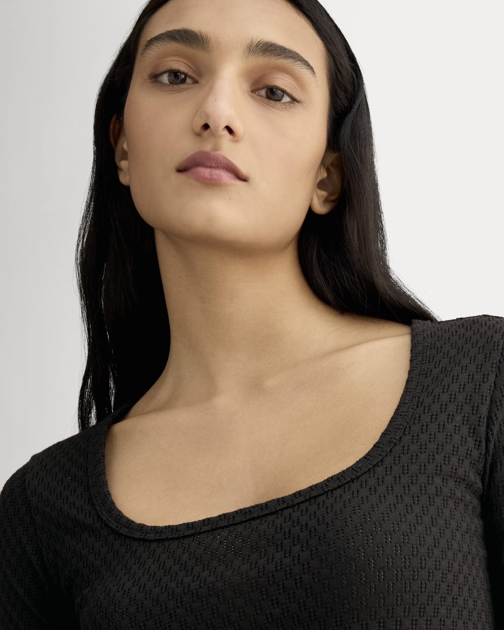The Pointelle Scoop-Neck Top | Black - Image 4