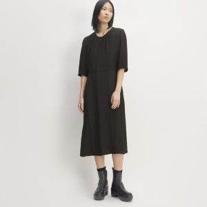 The City Stripe Ruched Dress | Black