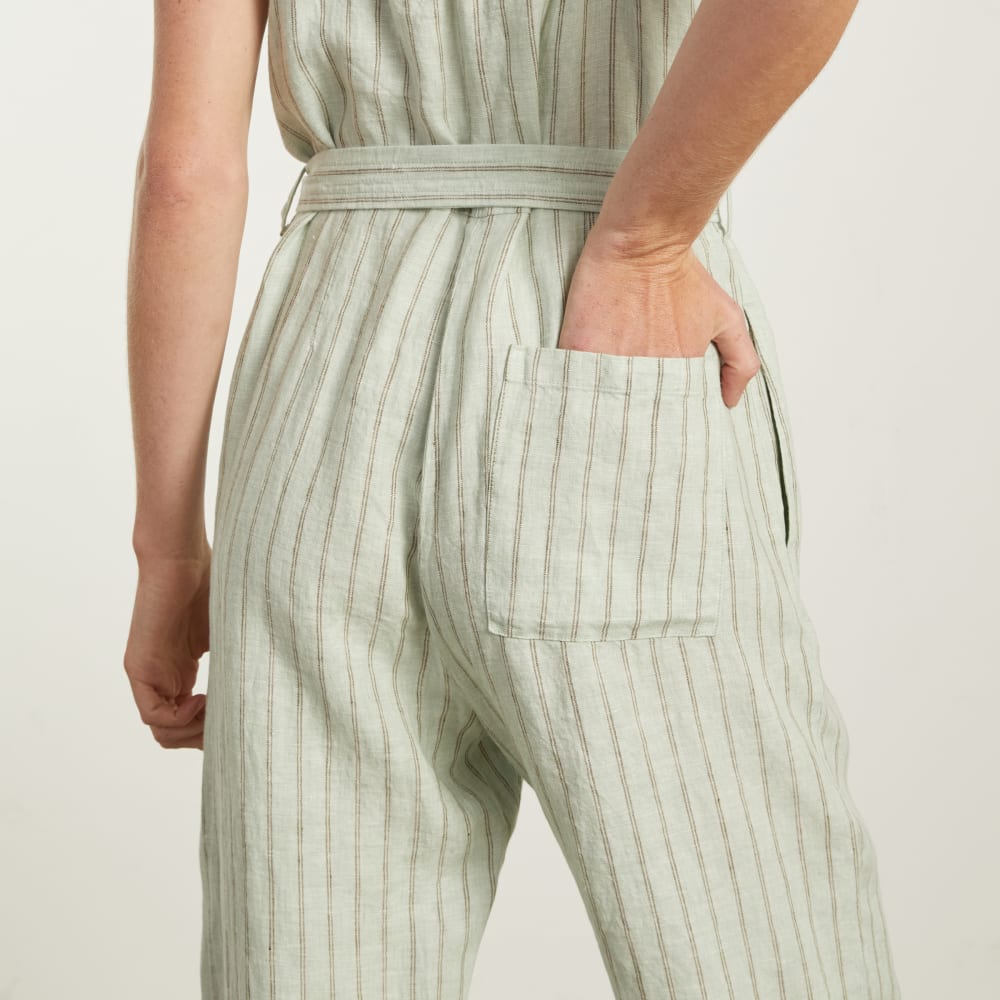 The Linen Jumpsuit | Seafoam Pinstripe - Image 4