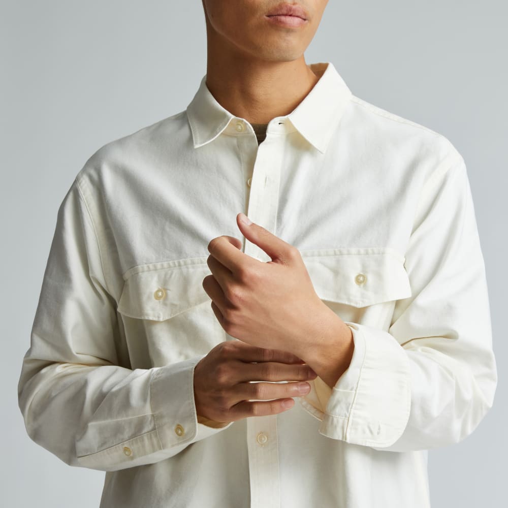 The Organic Oxford Relaxed Utility Shirt | Bone - Image 4