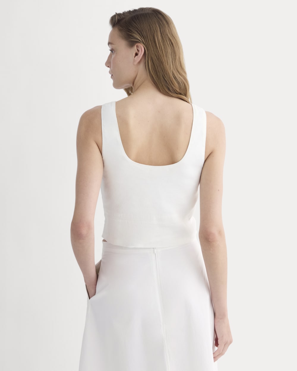 The Square Tank in Stretch Linen | White - Image 5