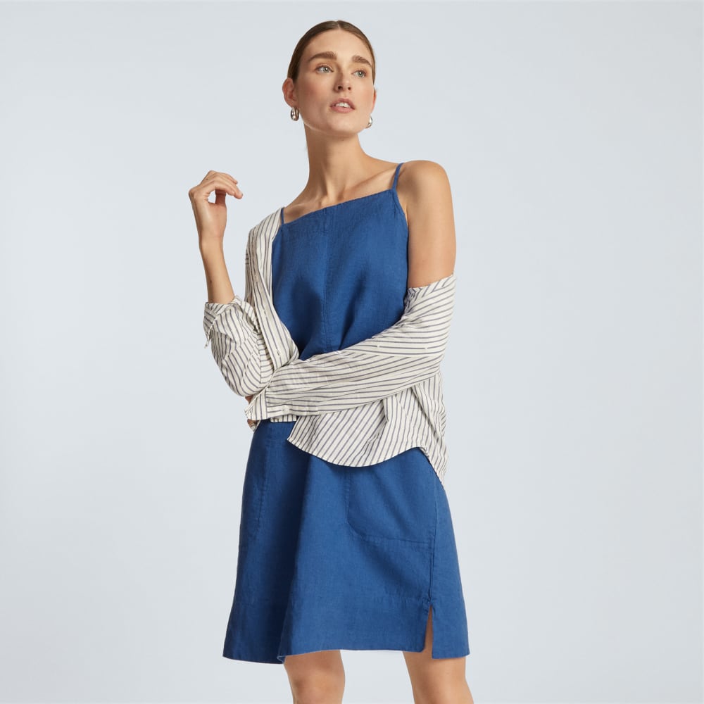 The Linen Apron Dress | Deep Blue - Image 5