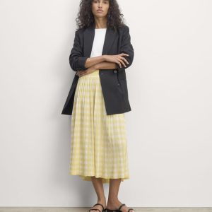 The Pleated Skirt | Bone / Parsnip Gingham