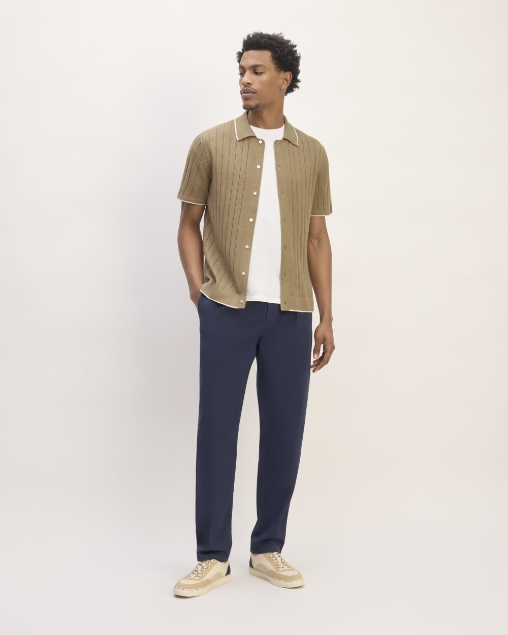 The No-Sweat Button-Down Polo | Dark Heathered Camel - Image 3