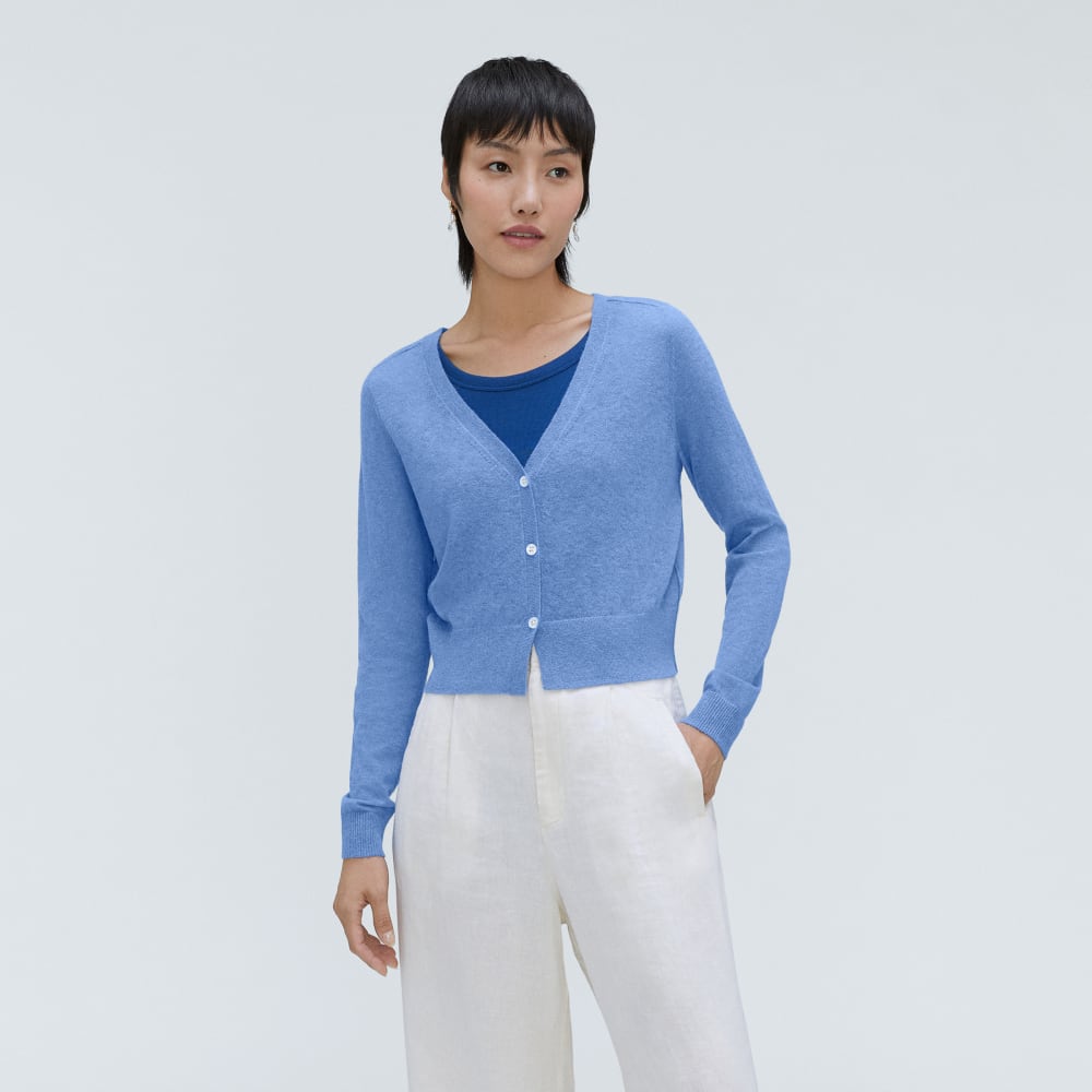 The Featherweight Alpaca Cardigan | Blue Opal