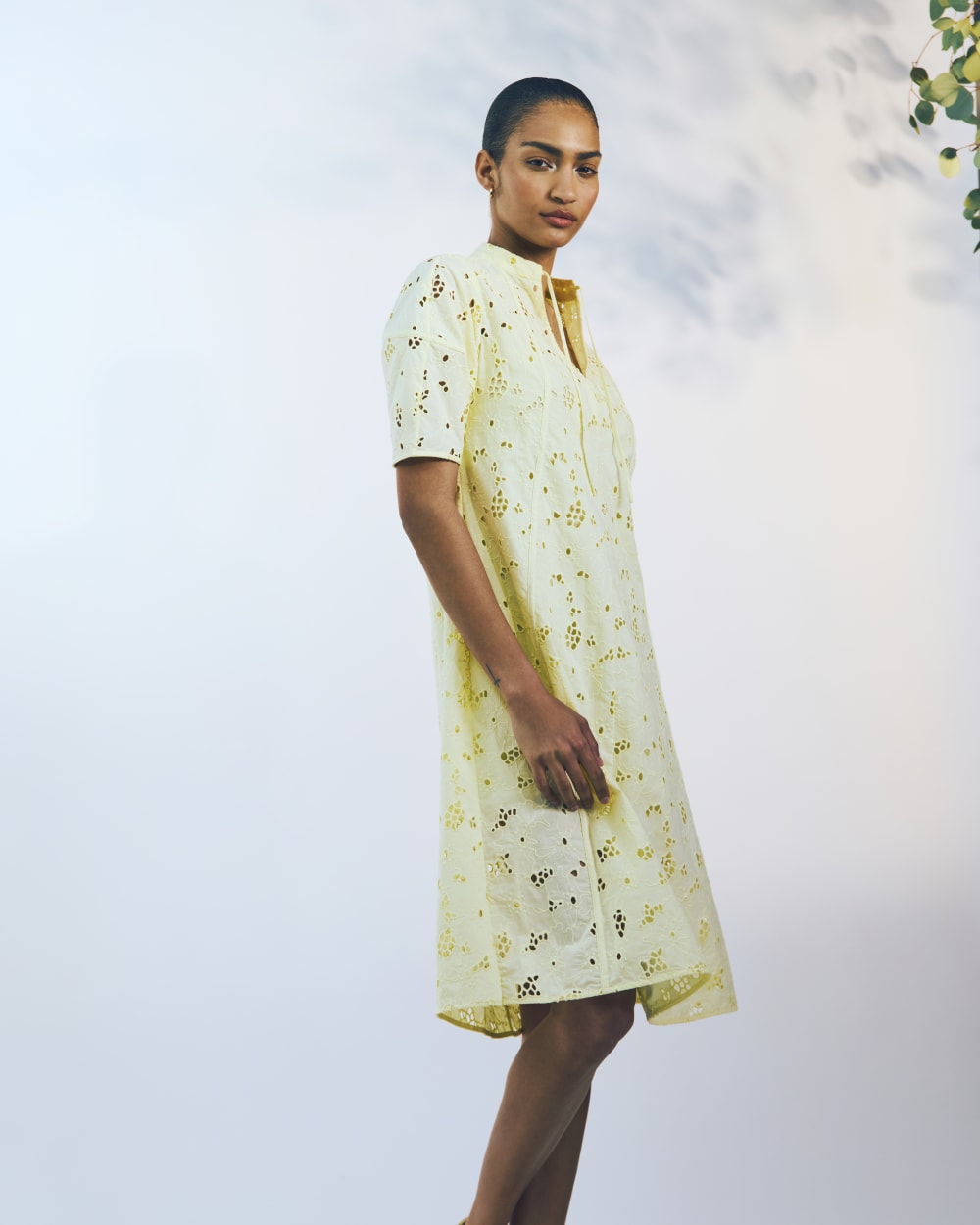 The Eyelet Midi Dress | Light Yellow - Image 6