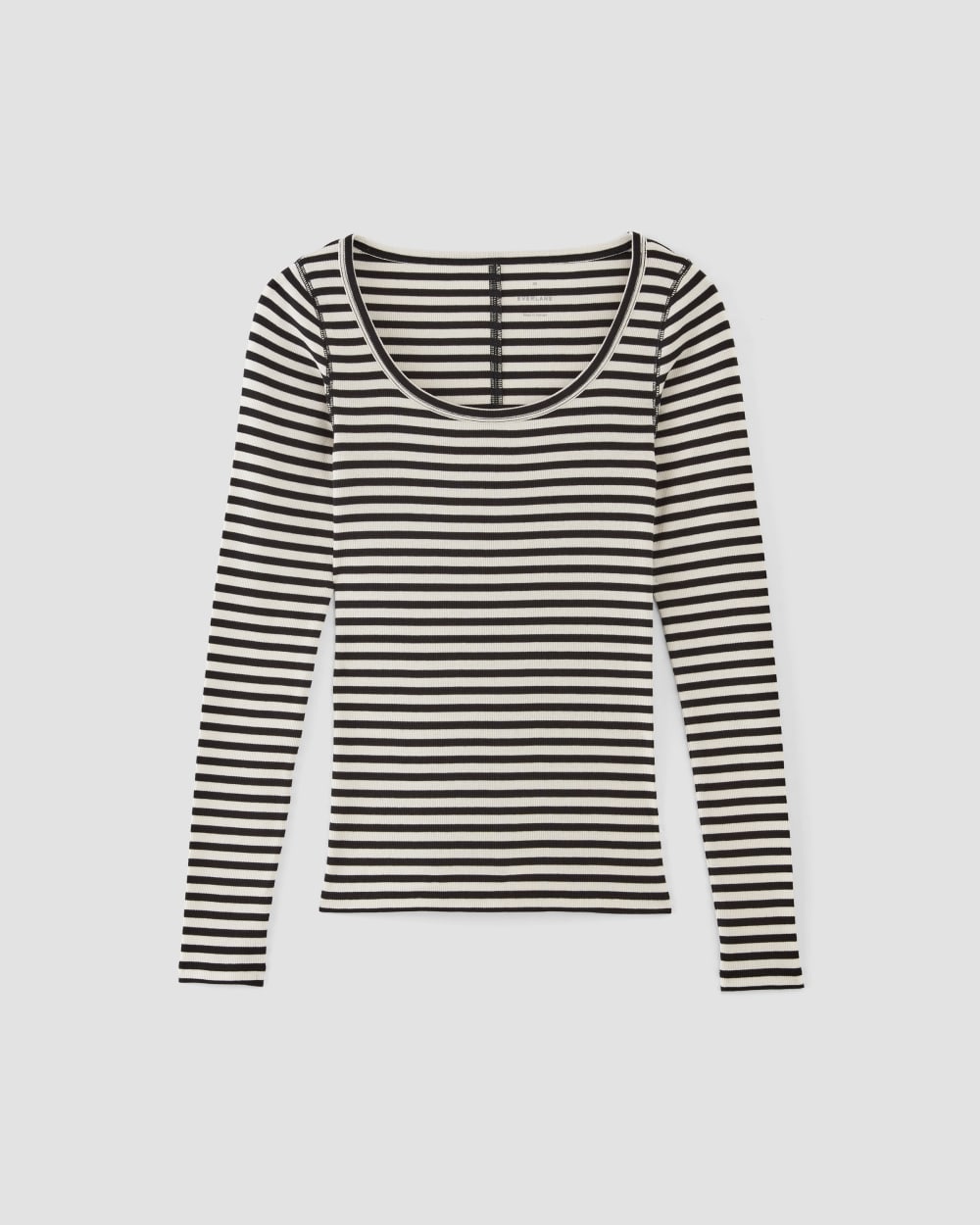 The Luxe Rib Long-Sleeve Scoop-Neck Tee | Bone / Black - Image 2