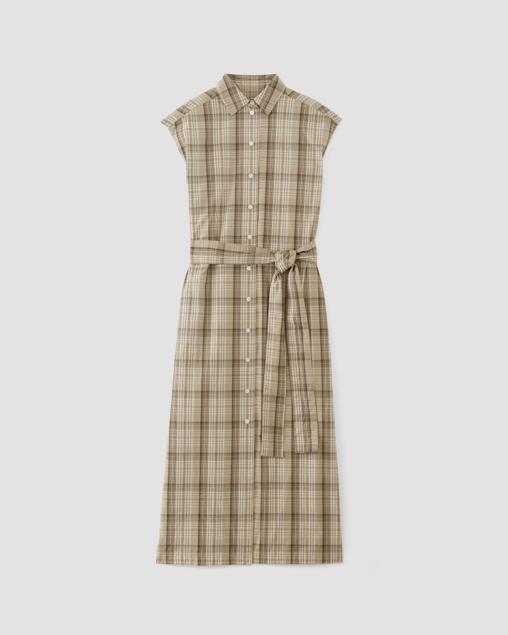 The Supima? Cotton Short-Sleeve Shirt Dress | Pale Khaki Plaid - Image 2