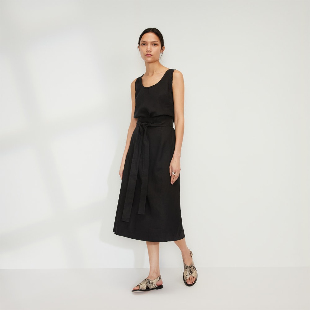 The Linen Wrap Skirt | Black - Image 3