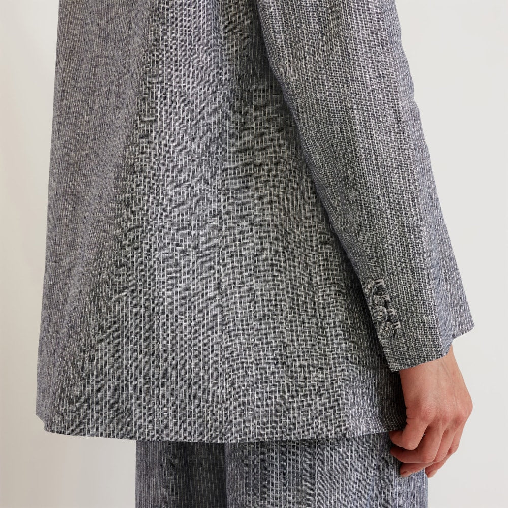 The Oversized Blazer in Linen | Canvas Tan / Navy - Image 5