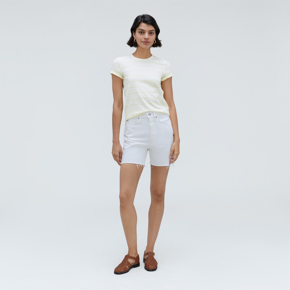The Organic Cotton Crew Tee | Pastel Yellow / White - Image 6