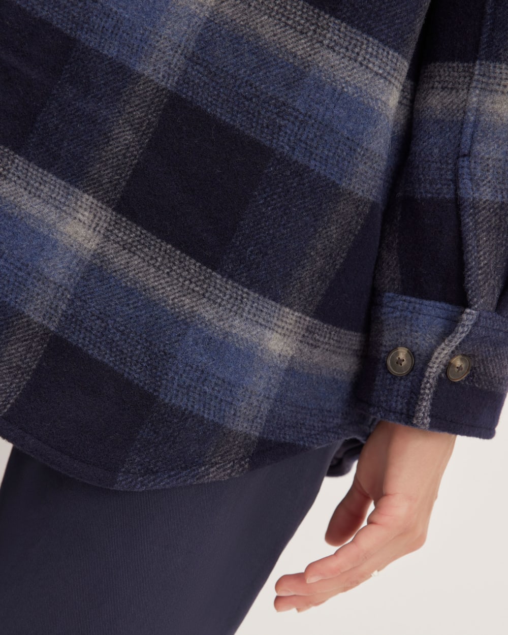 The Italian ReWool? Oversized Shirt Jacket | Navy / Shadow Plaid - Image 6
