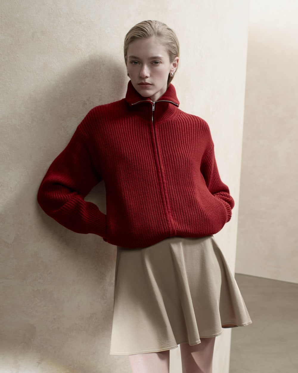 The Full-Zip Sweater in Everyday Cotton | Merlot - Image 8