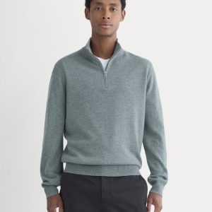 Cashmere Quarter Zip Sweater | Denim Blue
