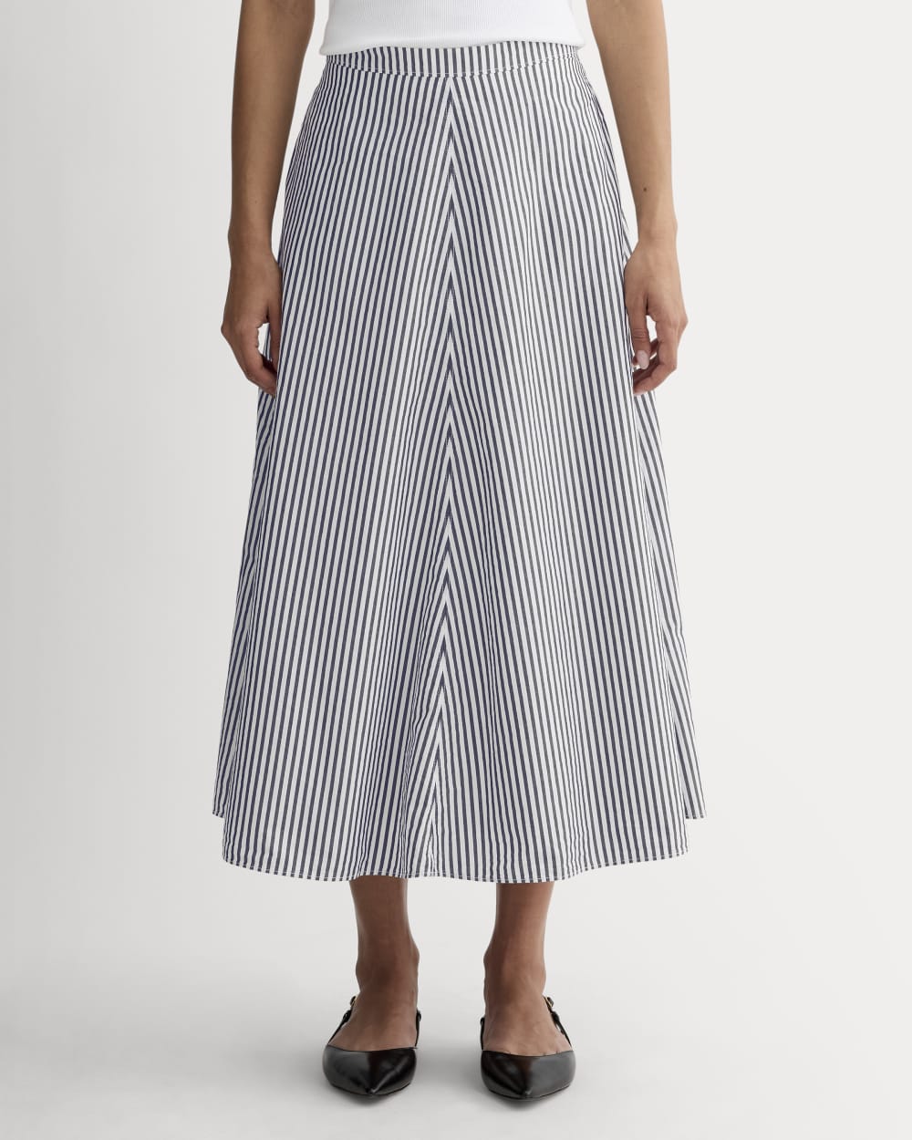 The Midi Skirt in Ultrasoft Cotton | Optic White / Black - Image 4