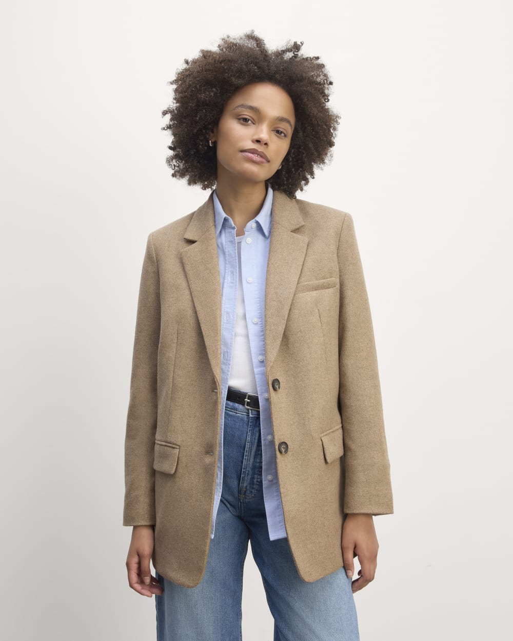 The Oversized Blazer in Wool | Beige Twill