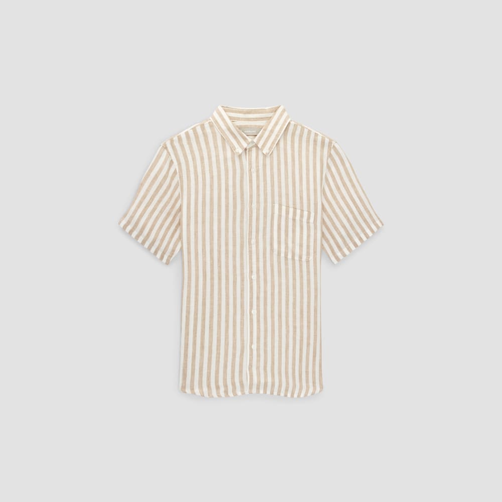 The Classic Short-Sleeve Shirt in Linen | Bone / Caramel - Image 2