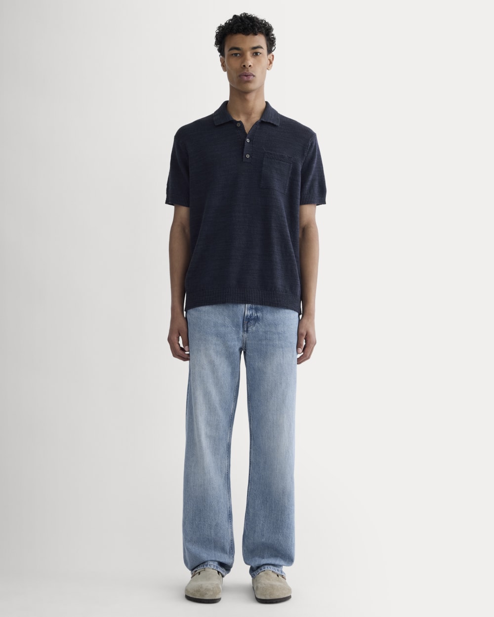 The Cotton Linen Polo | Navy - Image 3