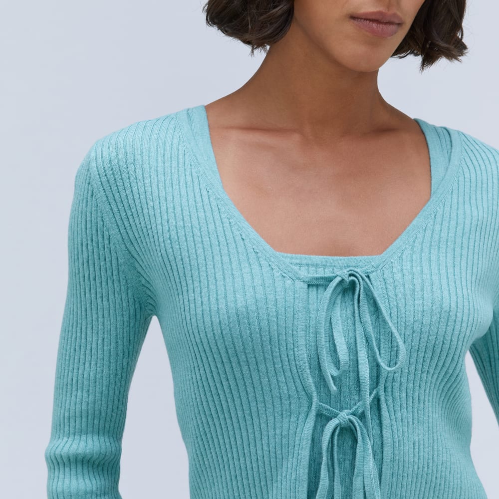 The Cotton-Merino Front-Tie Top | Deep Turquoise - Image 3