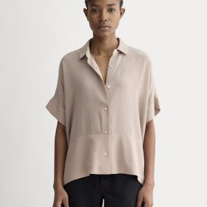 The Boxy Shirt in Washable Silk | Burnt Sugar