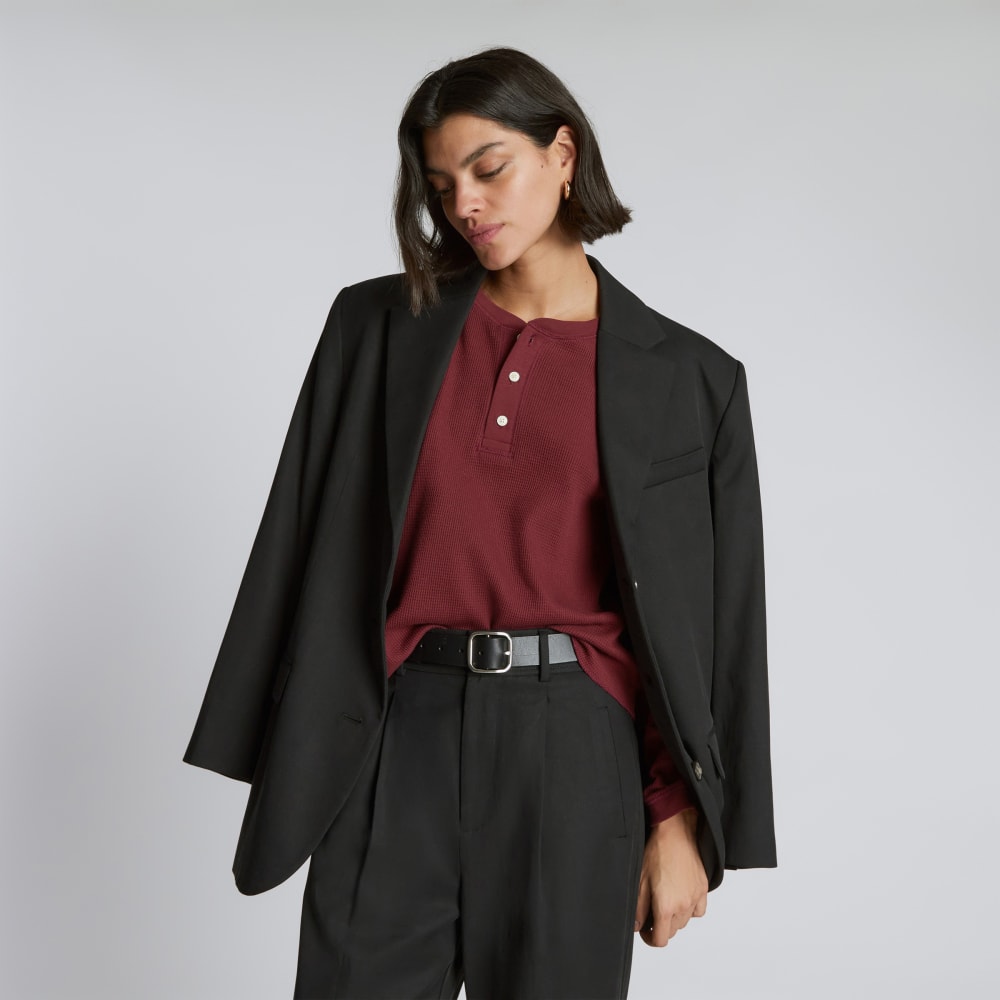 The Organic Cotton Waffle Henley | Brandy - Image 4