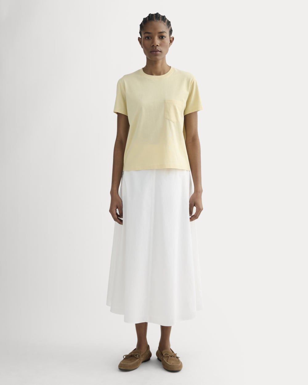 The Box-Cut Tee in Essential Cotton | Banana Crepe | Pocket - Image 3