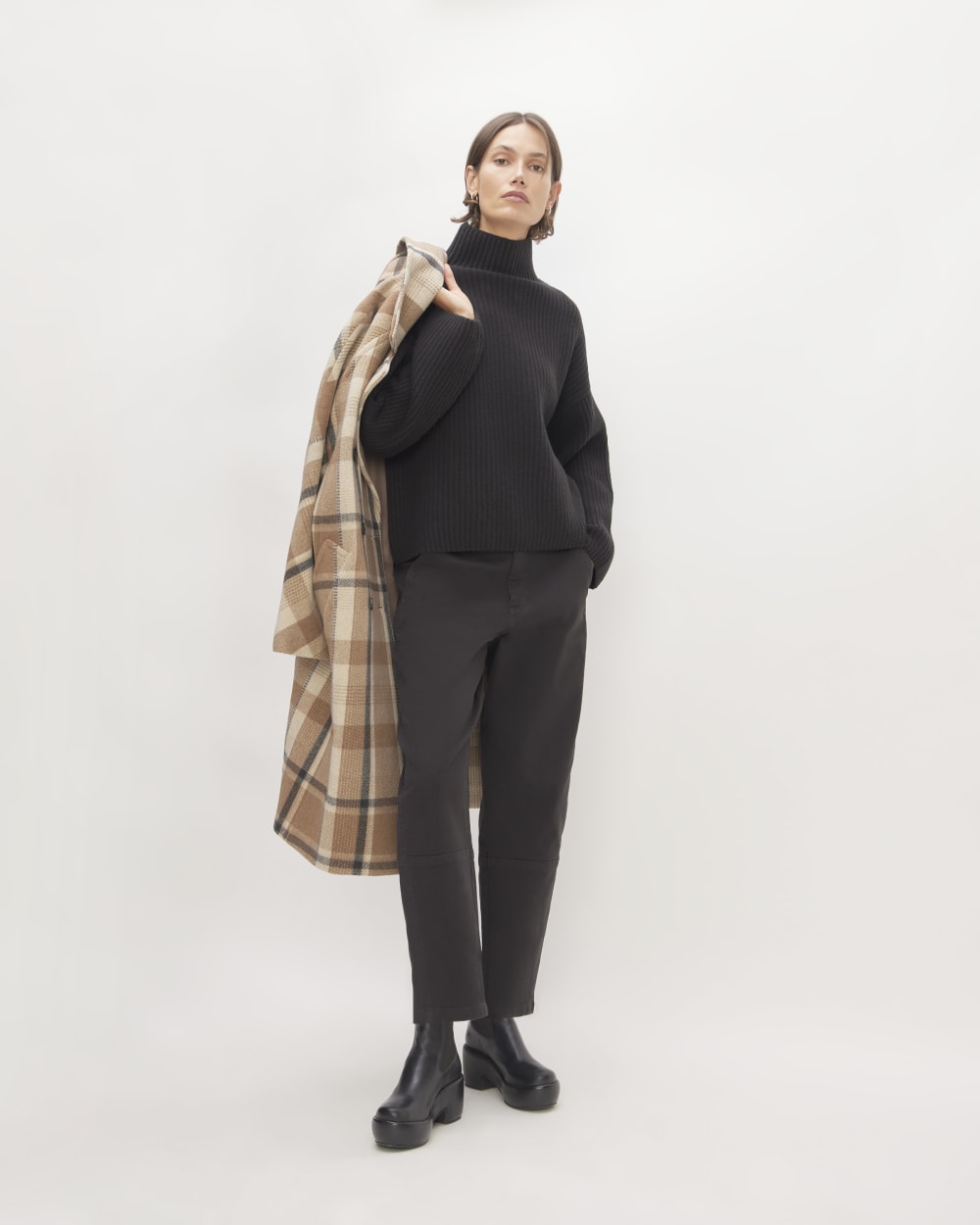 The Felted Merino Funnel-Neck Pullover | Black - Image 2