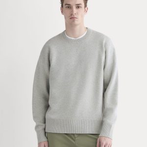 Luxe Merino Double-Knit Sweater |  Heathered Grey