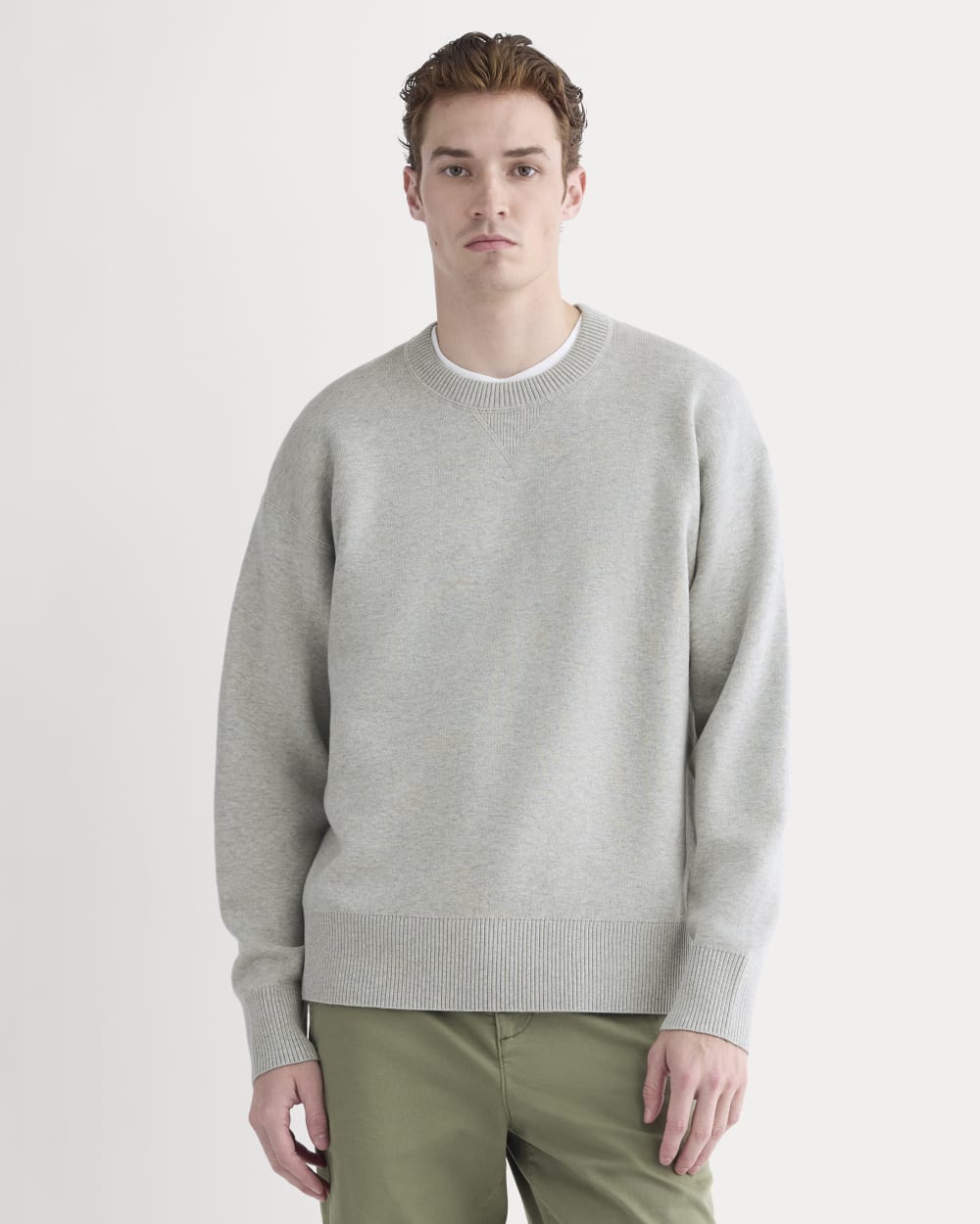 Luxe Merino Double-Knit Sweater | Heathered Grey