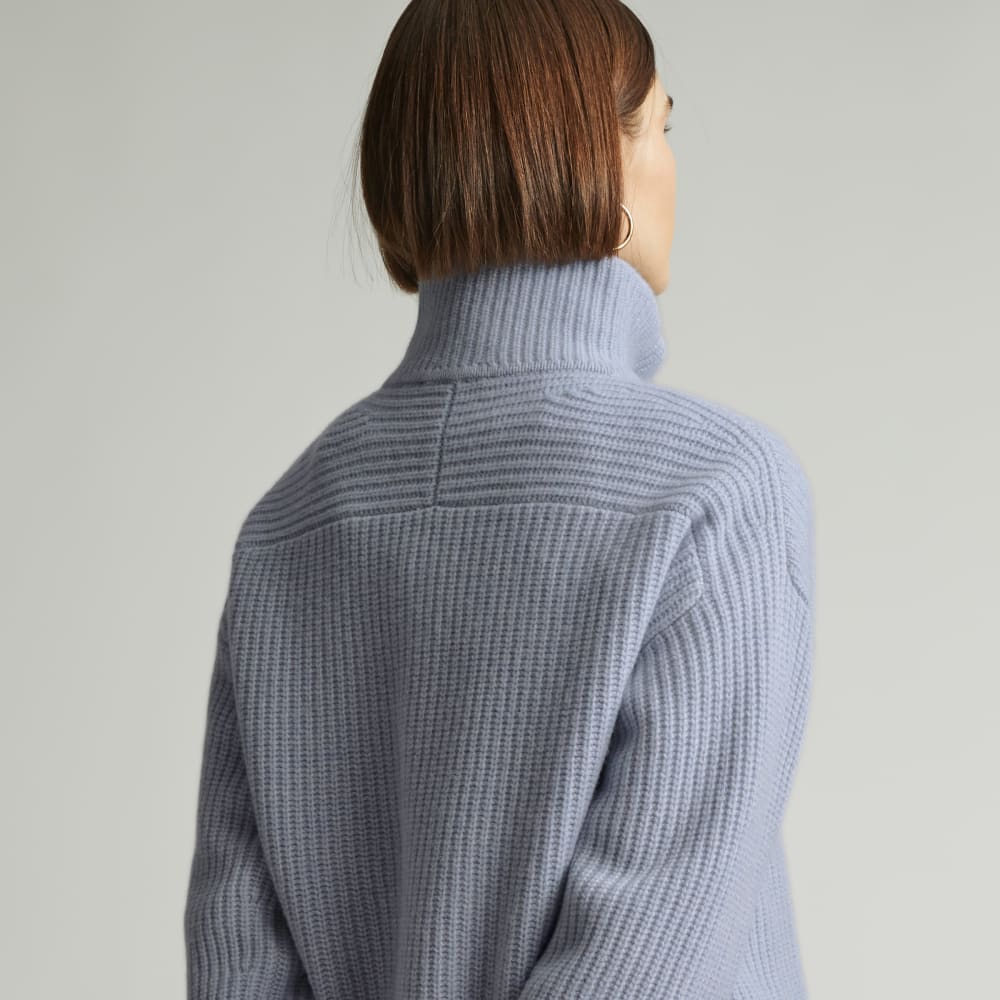 The Half-Zip Sweater in Luxe Merino | Periwinkle / Light Heather Oat - Image 4