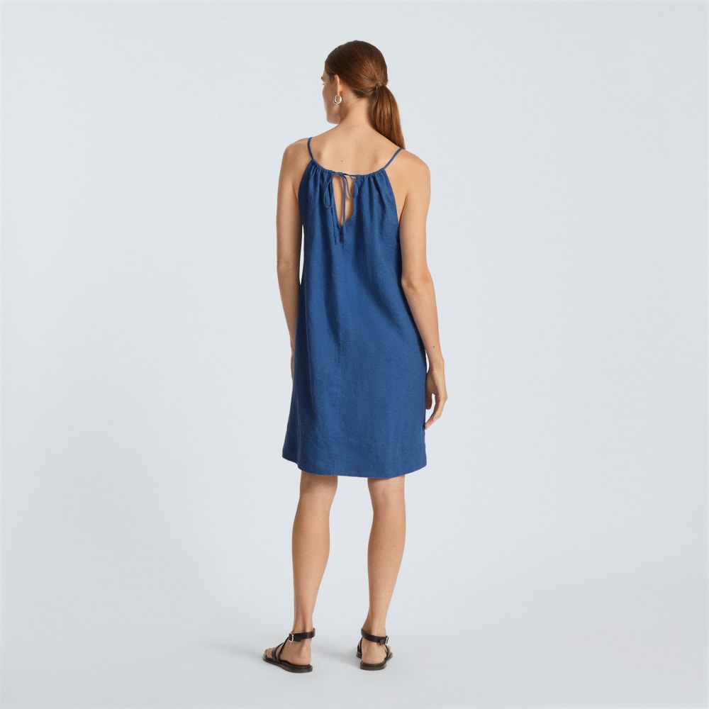 The Linen Apron Dress | Deep Blue - Image 3