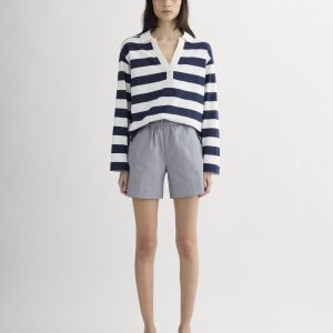 The Easy Short | Dark Denim Pinstripe
