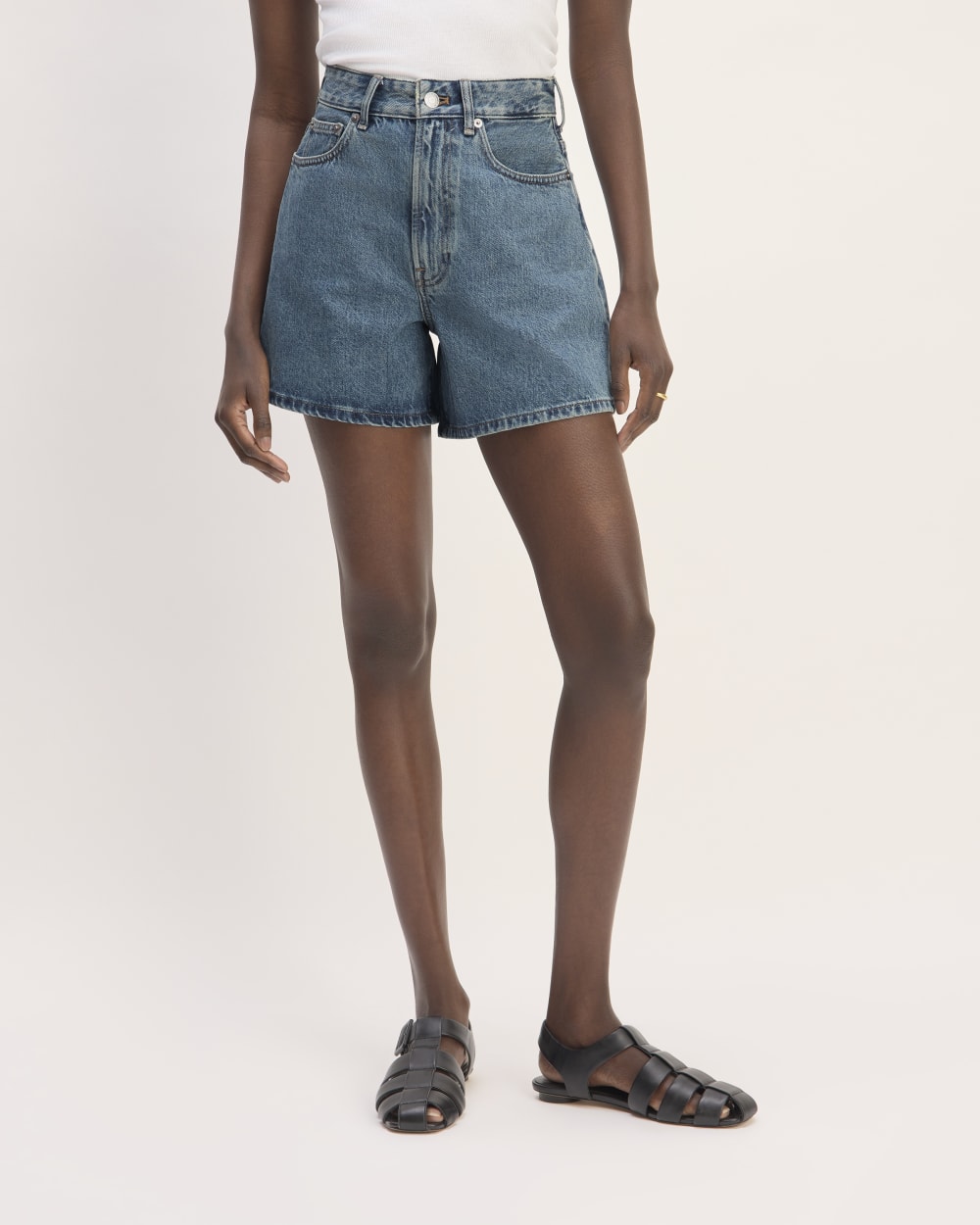 The A-Line Denim Short | Mid Blue - Image 3