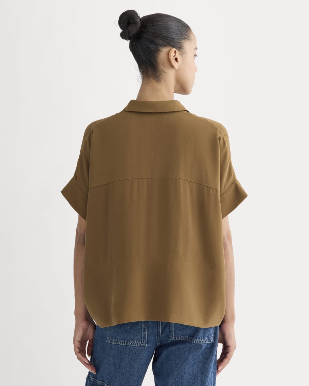 The Boxy Shirt in Washable Silk | Toffee - Image 5