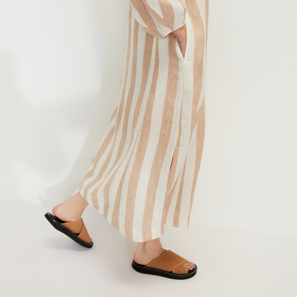 The Linen A-Line Midi Dress | Bone / Caramel - Image 5