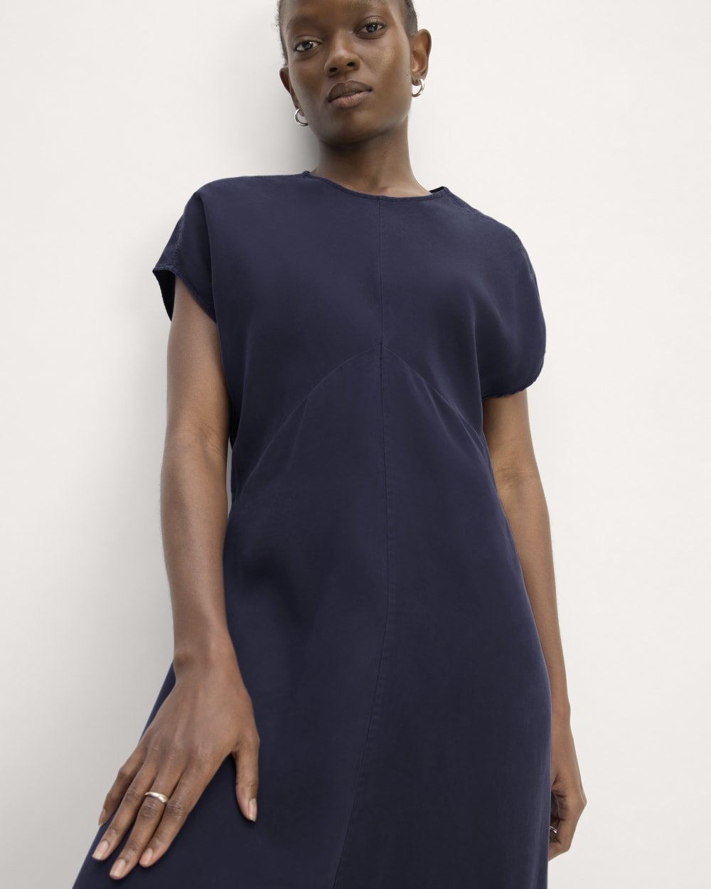 The TENCEL? Short-Sleeve Midi Dress | Navy - Image 4