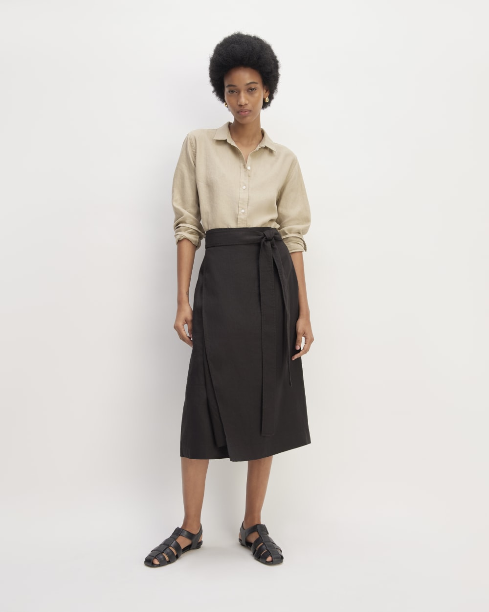 The Linen Wrap Skirt | Black
