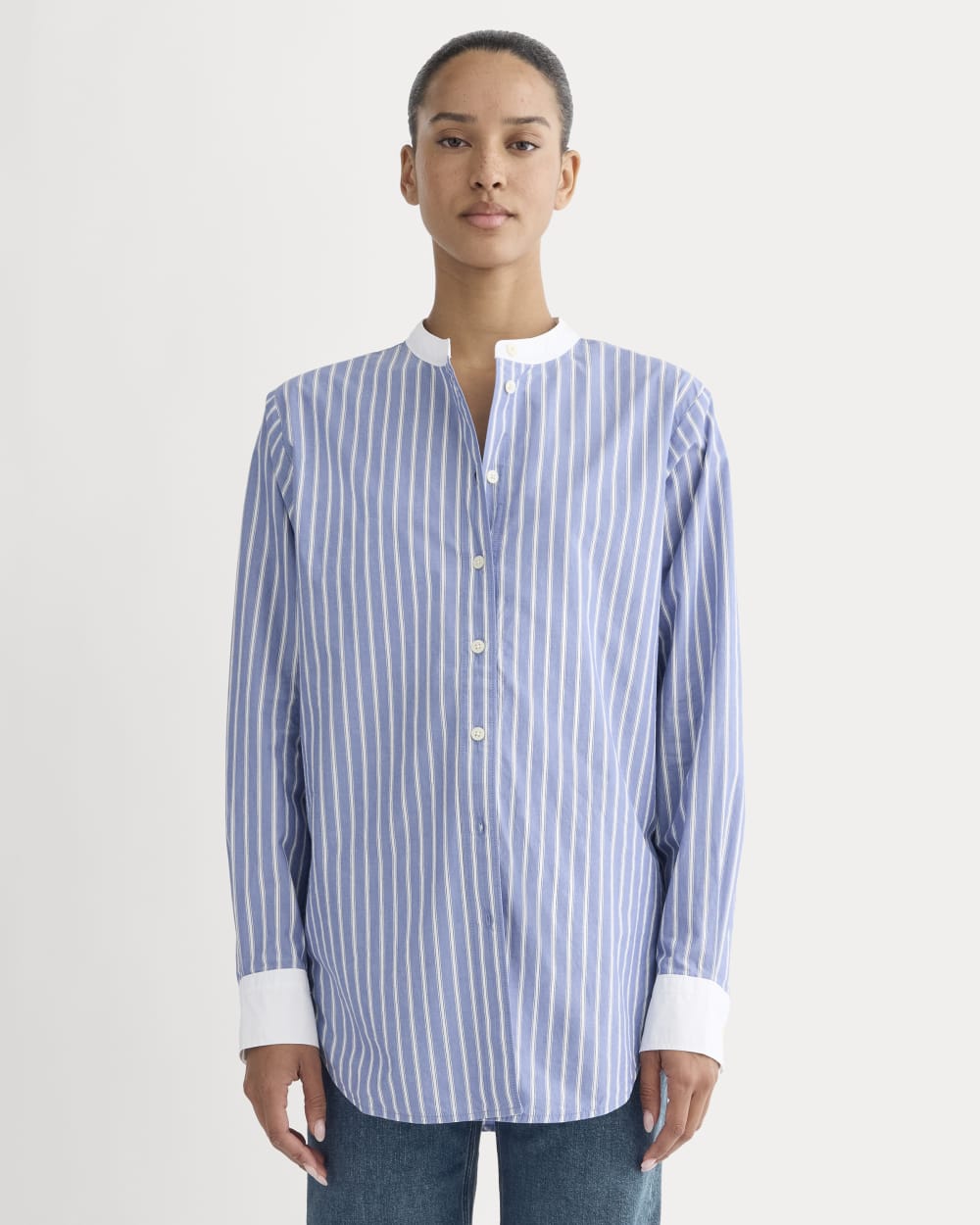 The Oversized Shirt in Ultrasoft Cotton | Dutch Blue / Bone