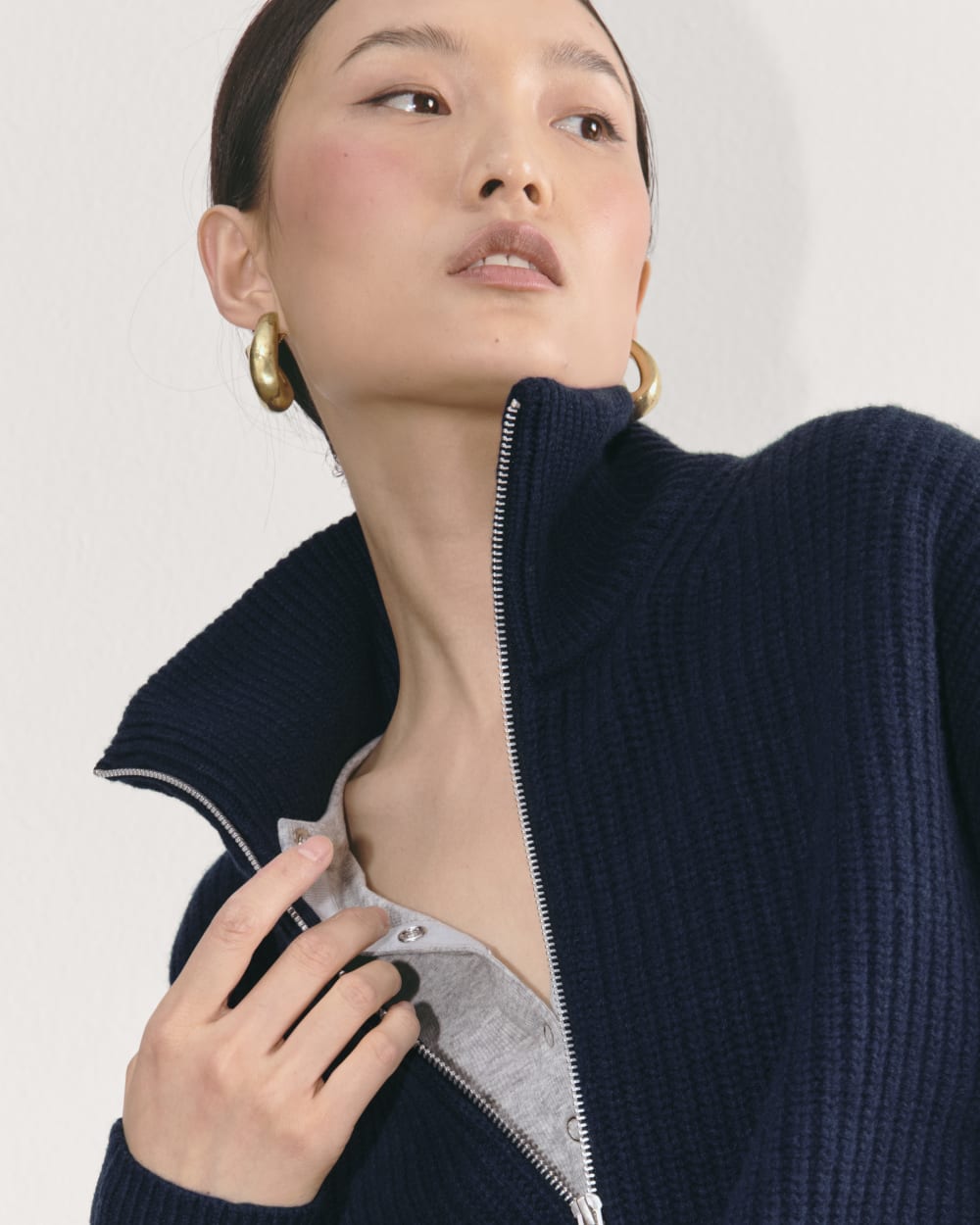 The Half-Zip Sweater in Luxe Merino | Navy - Image 4