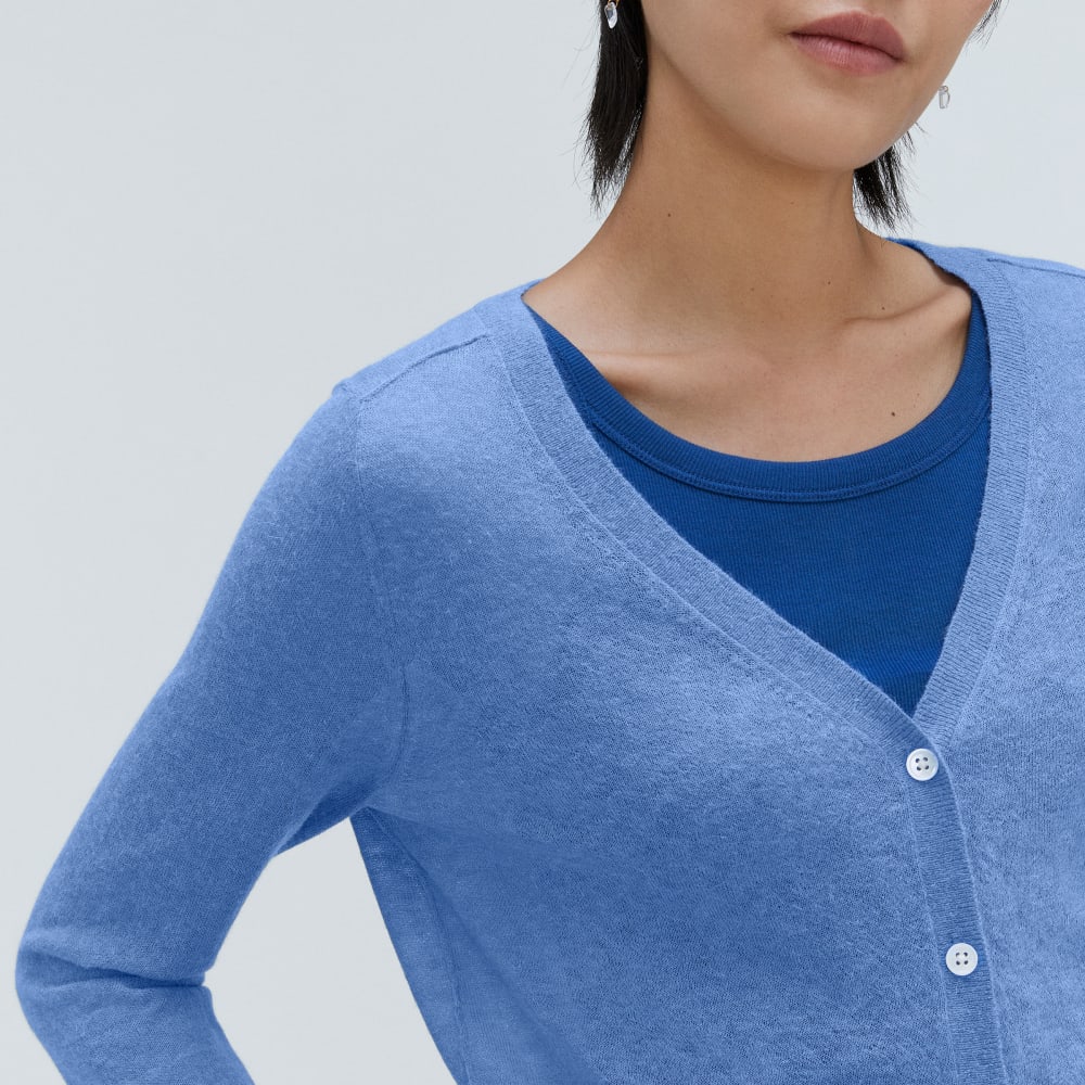 The Featherweight Alpaca Cardigan | Blue Opal - Image 6