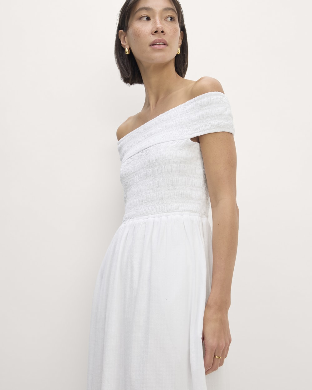 The Gauze Off-the-Shoulder Dress | White - Image 3