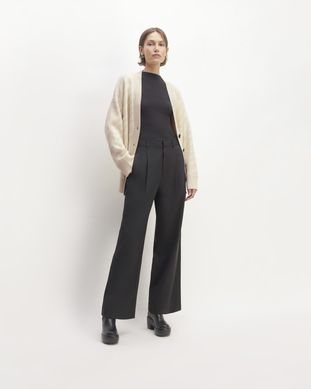 The Alpaca Tiger Jacquard Cardigan | Canvas / Snow - Image 3