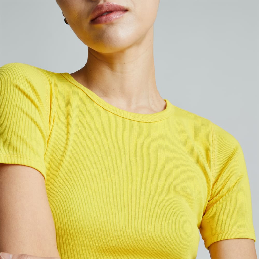 The Pima Micro-Rib Crew Tee | High Visibility Yellow - Image 4