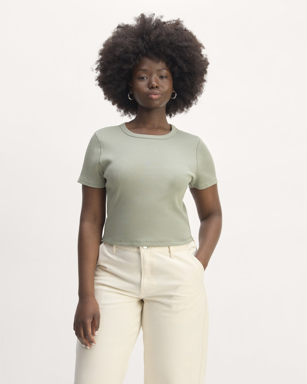 The '90s Rib Tee | Sage Green - Image 3