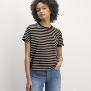 The Box-Cut Tee in Essential Cotton | Artist Clay / Black | No Pocket