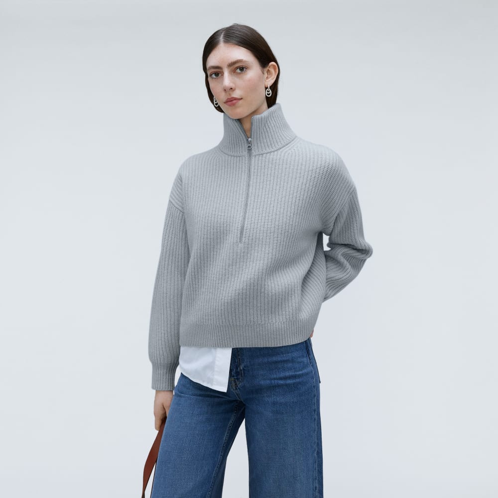 The Half-Zip Sweater in Luxe Merino | Sky - Image 5