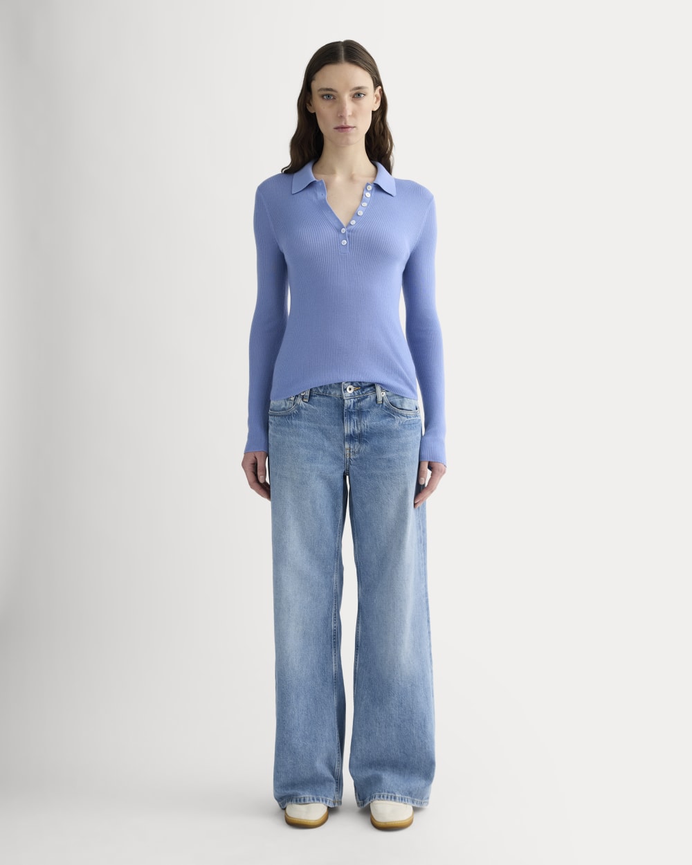 The Polo in Ultrasoft Merino | Bluebell - Image 3