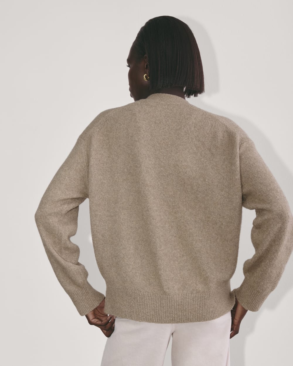 The Cocoon Cardigan in Plush Cotton | Heather Taupe - Image 6
