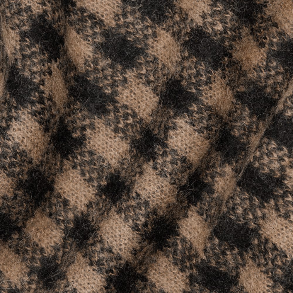 The Alpaca Patterned Scarf | Tobacco Brown / Heather Black Buffalo Check - Image 3
